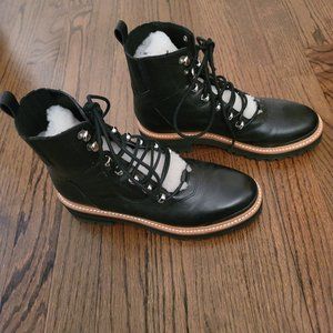 Marc Fisher Black Leather and Shearling Boots